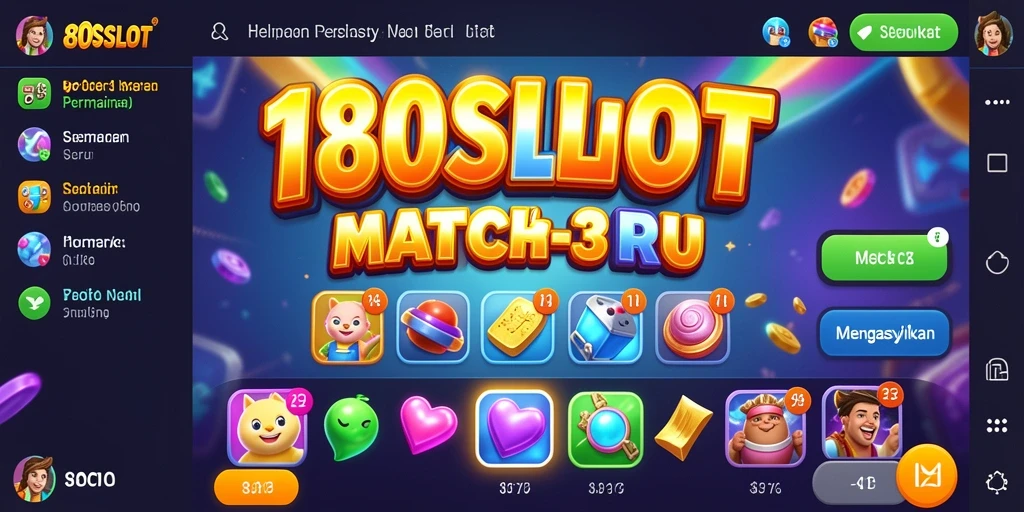 Screenshot gameplay 180SLOT menunjukkan keseruan mencocokkan item.