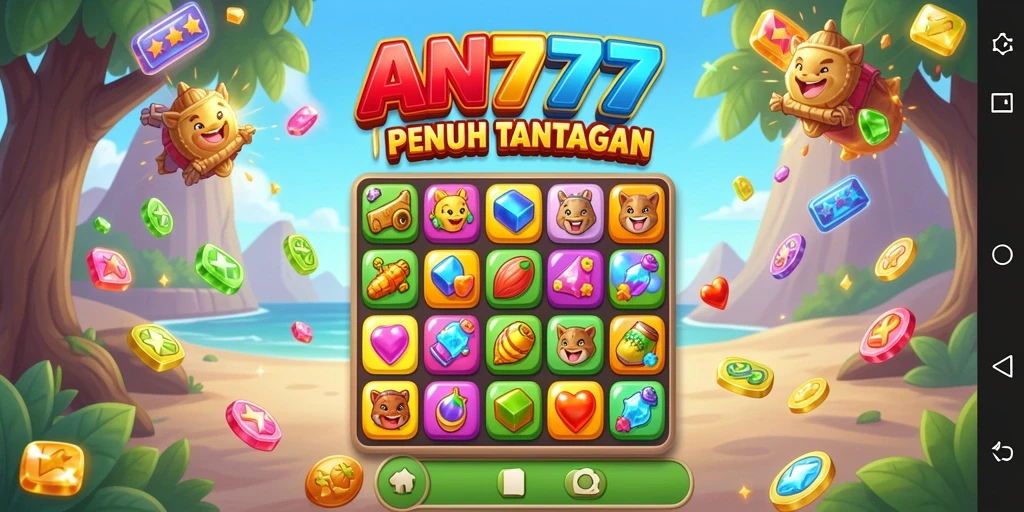 Tampilan gameplay AN777 yang menantang dengan match-3 seru.