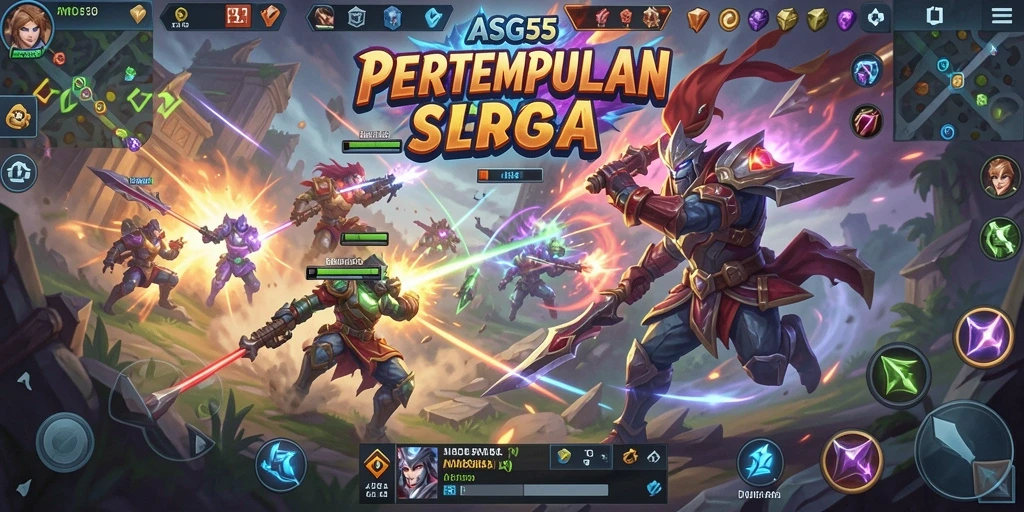 Gambaran seru dari pertempuran dalam ASG55 di arena MOBA.