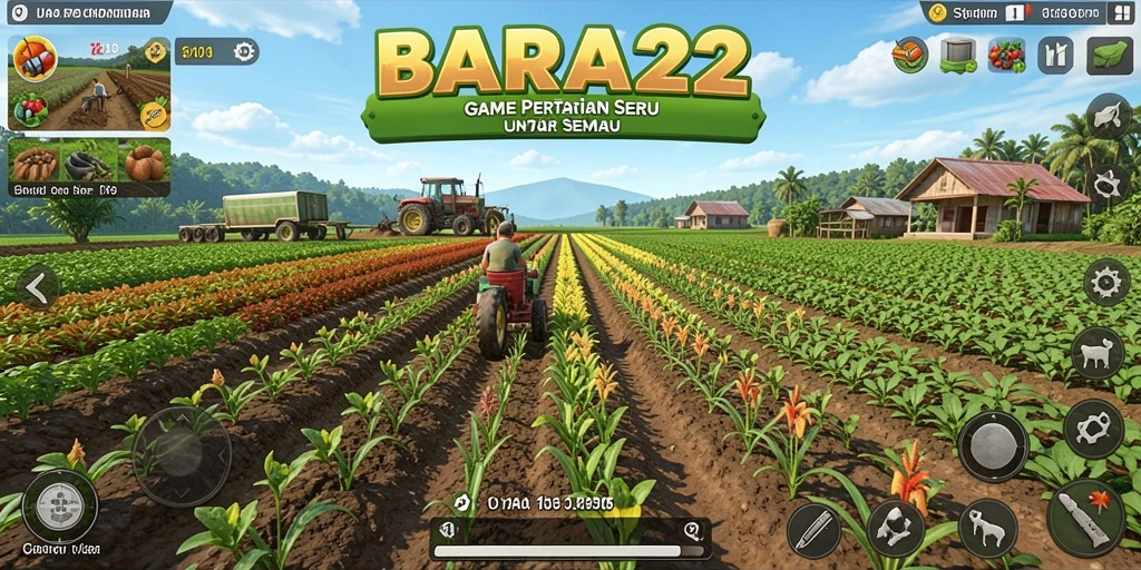 Tampilan gameplay seru dari BARA22 dalam suasana bertani.