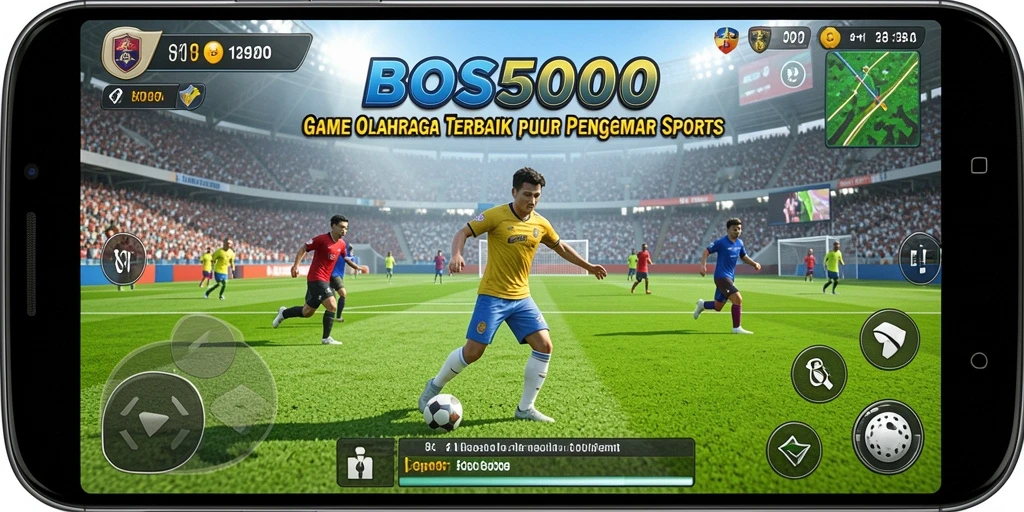 Screenshot utama BOS5000 menampilkan aksi seru dalam permainan olahraga.