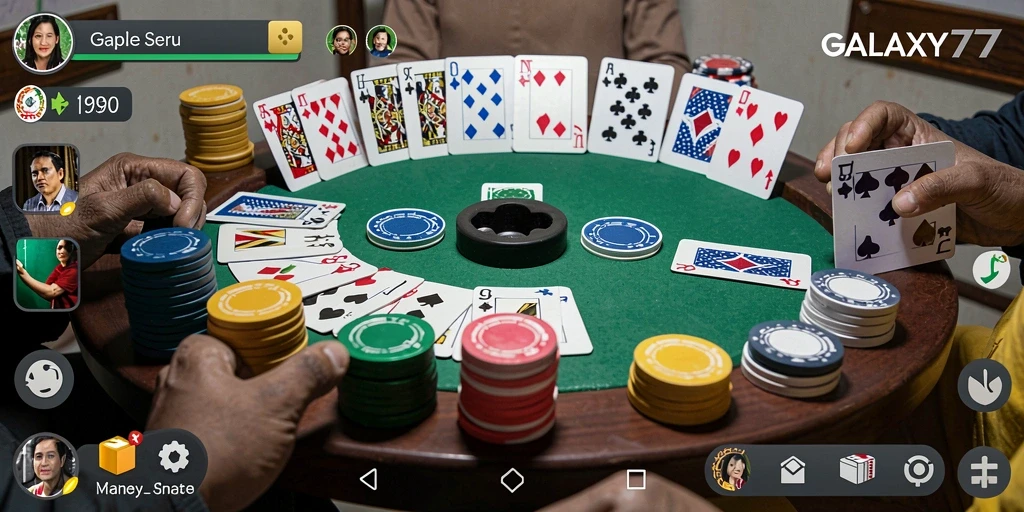 Screenshot gameplay seru GAPLE di GALAXY77 yang menampilkan interaksi antar pemain.