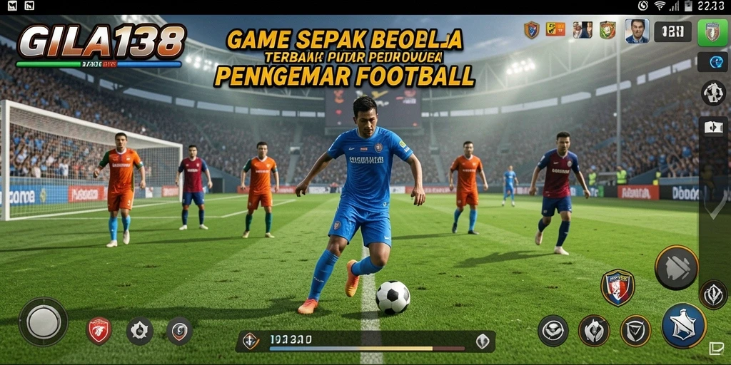 Tampilan gameplay seru GILA138 dengan aksi sepak bola nyata.