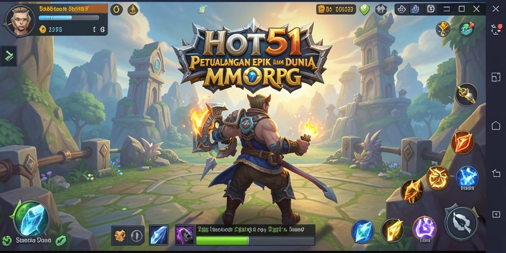 Screenshot gameplay HOT51 menampilkan pertarungan epik di dunia MMORPG.