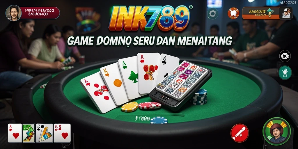 Screen shot INK789 menunjukkan gameplay seru bermain domino.