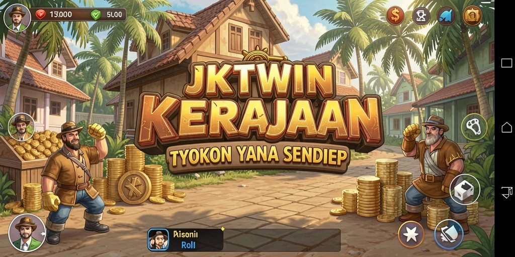 Tampilan gameplay seru JKTWIN menunjukkan pengelolaan bisnis yang mendalam.