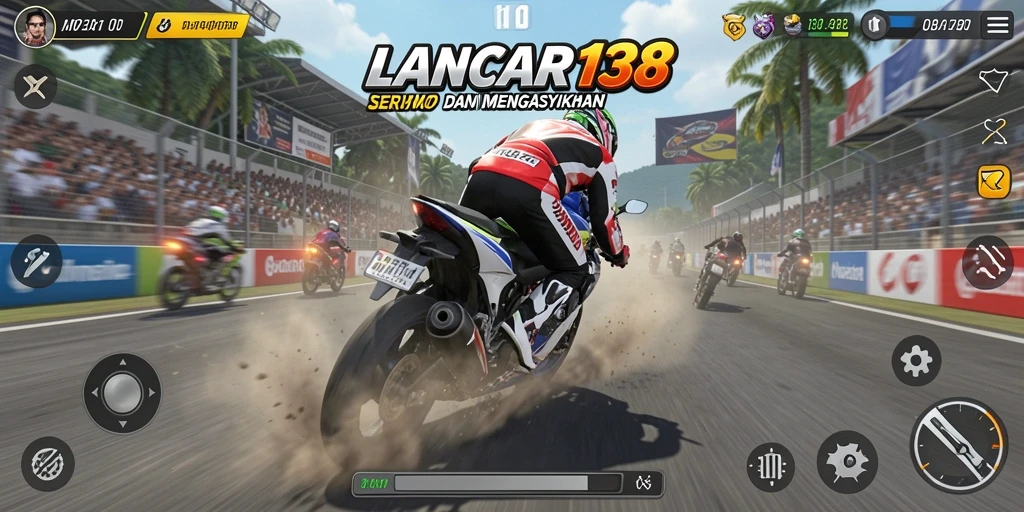 Gameplay seru dari LANCAR138 saat balapan motor.