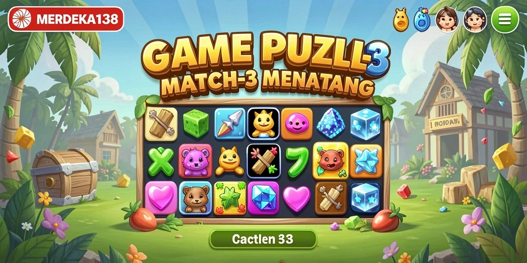 Gameplay seru MERDEKA138 dengan tantangan Match-3 yang menarik.