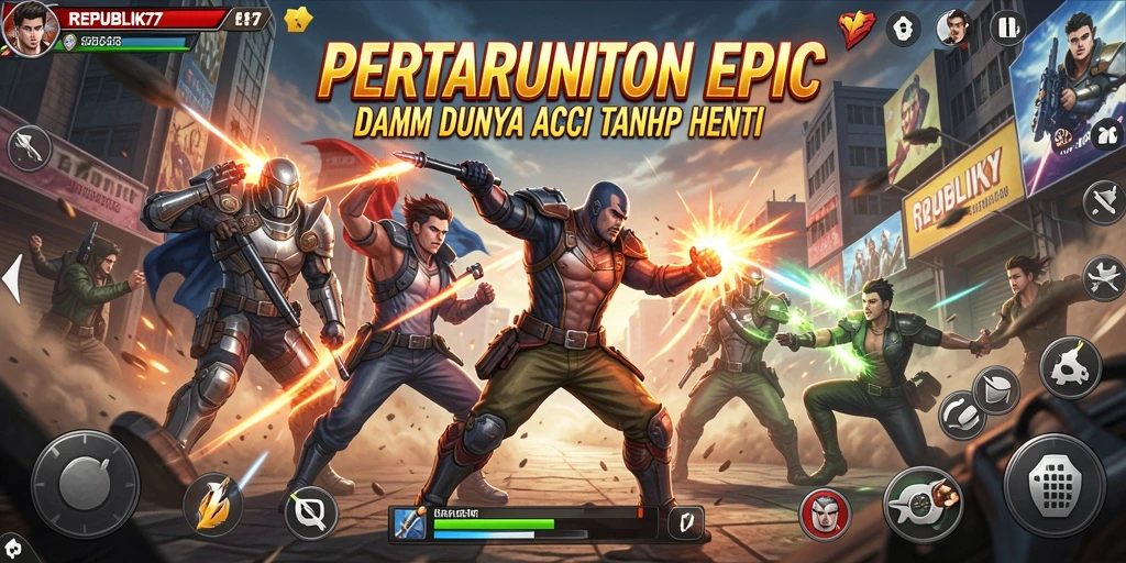 Screenshot REPUBLIK77 menampilkan pertarungan seru dengan grafik memukau.