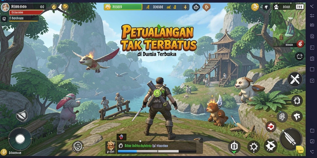 Screenshot gameplay RI889 yang menampilkan dunia terbuka nan luas.
