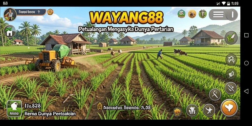 Tampilan gameplay <strong>WAYANG88</strong> yang menampilkan aktivitas pertanian seru.